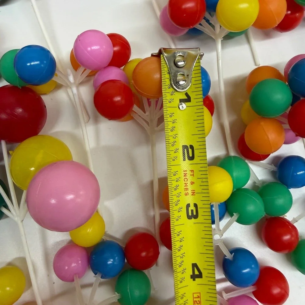 Vintage Plastic Balloon Cake Toppers Multicolor Party Decorations 12 Count Used